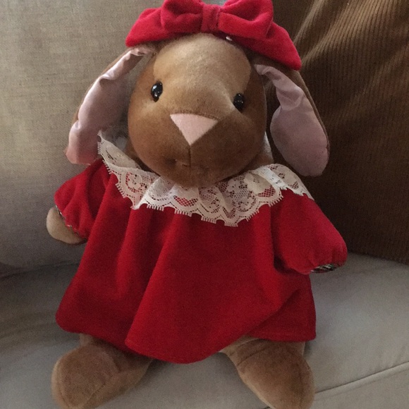 Toys R Us Other - Like new ChristmasRabbit toy- red velvet dress w/ lace trim. Never played with.
